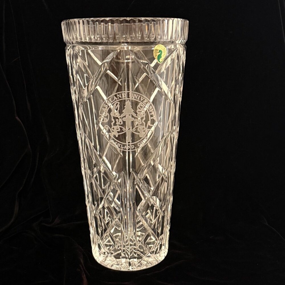 XL 12" Vintage Waterford Killeen Vase Cut Crystal Ashland University Ohio RARE!